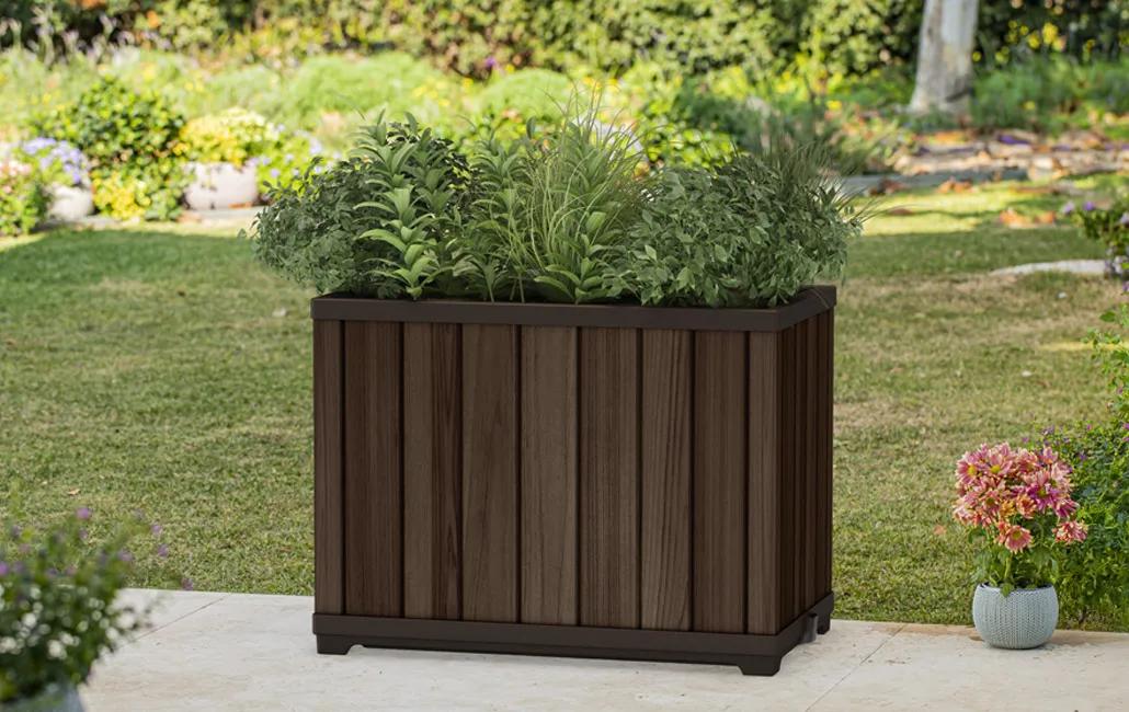 Signature Rectangular Tall Planter - Rosewood Brown