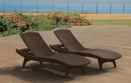 Pacific Chaise Sun Lounger Set of 2 - Brown