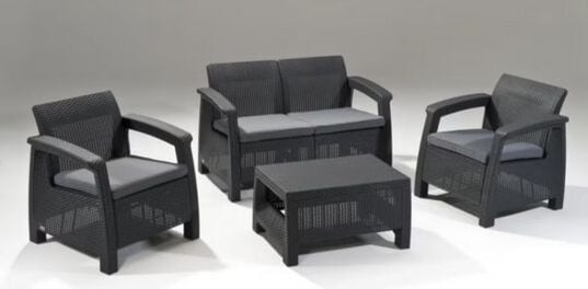 Corfu 4-Piece Patio Seating Set - Graphite