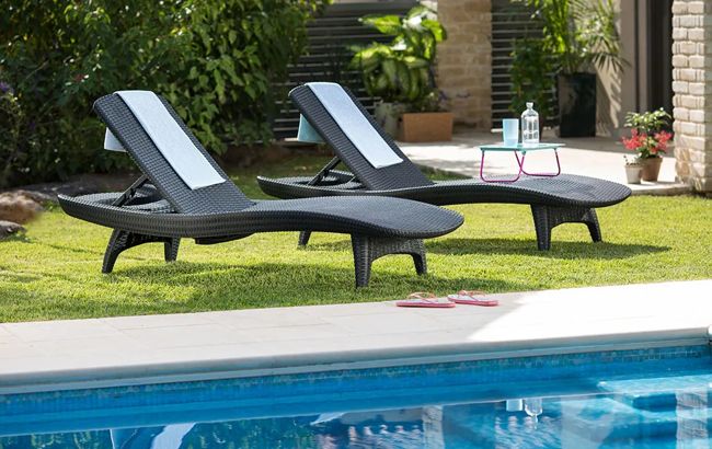 Pacific Chaise Sun Lounger Set of 2 - Graphite