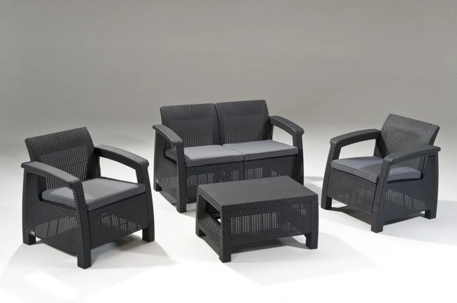 Corfu 4-Piece Patio Seating Set - Graphite