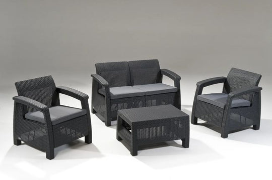 Corfu 4-Piece Patio Seating Set - Graphite