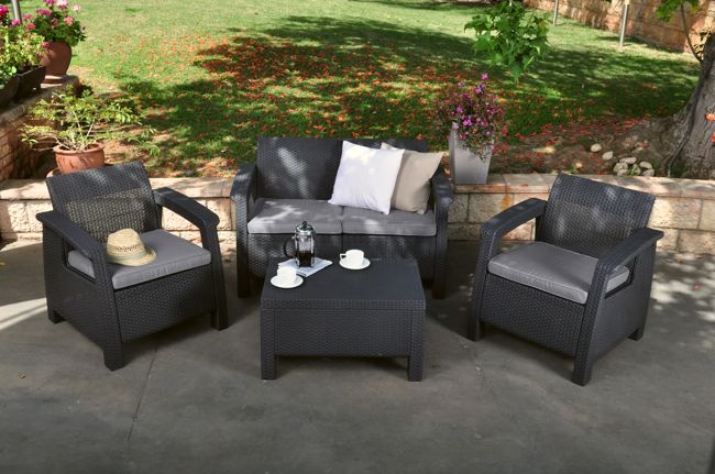 Corfu 4-Piece Patio Seating Set - Graphite