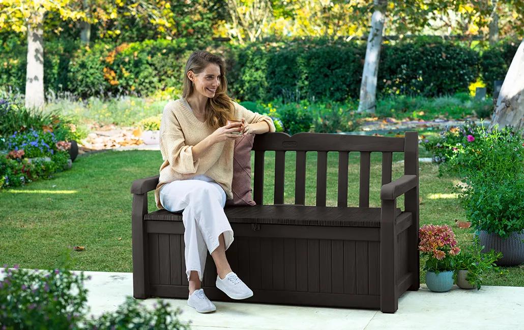 Solana 70 Gallon Outdoor Storage Bench - Brown