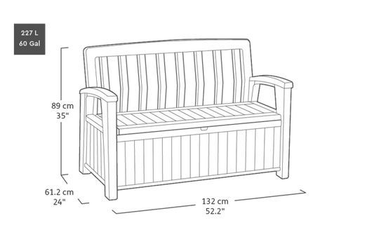 Patio 60 Gallon Outdoor Storage Bench - Brown