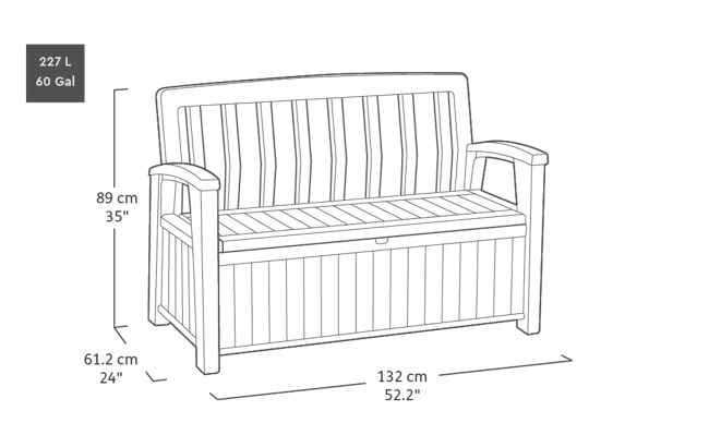 Patio 60 Gallon Outdoor Storage Bench - Brown