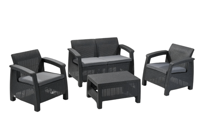 Corfu 4-Piece Patio Seating Set - Graphite