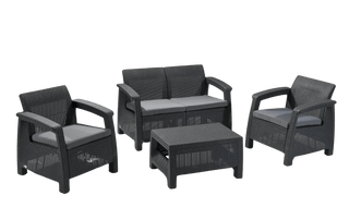 Corfu 4-Piece Patio Seating Set - Graphite