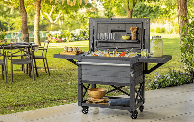Patio Cooler & Beverage Cart - Graphite