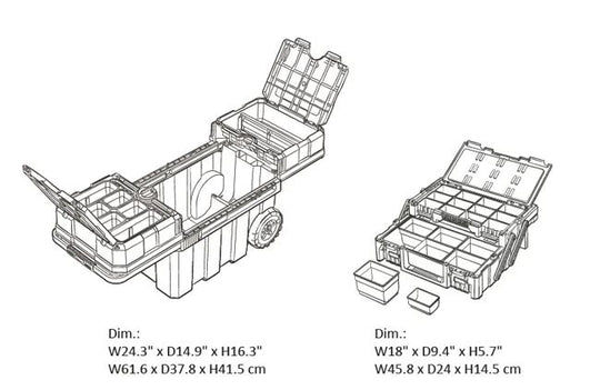 Masterloader Rolling Tool Box with Cantilever Organizer - Black