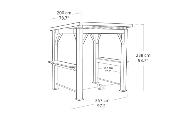Signature 8x6.5 Grill Gazebo - Rosewood Brown