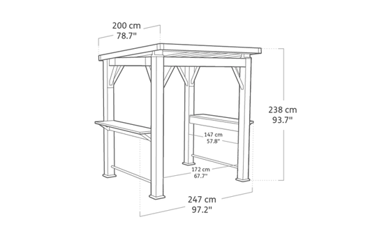Signature 8x6.5 Grill Gazebo - Rosewood Brown