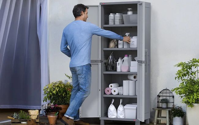 Utility Garage Storage Cabinet - Smoky White