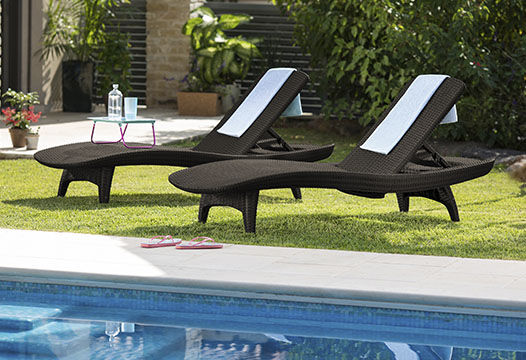 Pacific Chaise Sun Lounger Set of 2 - Brown