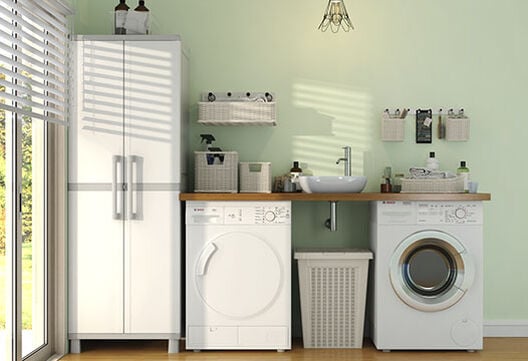 Utility Garage Storage Cabinet - Smoky White