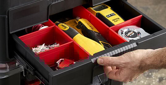 Stack & Roll 2 Drawer Tool Box - Black