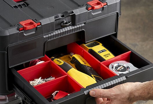 Stack & Roll 2 Drawer Tool Box - Black